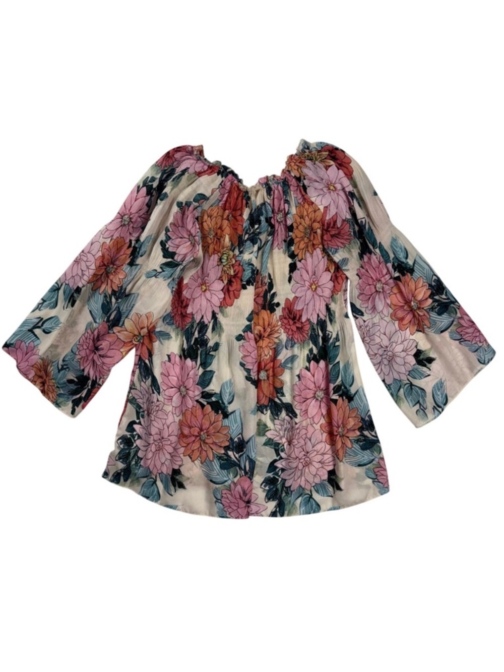 Spense Floral Boho Bell‎ Sleeve Blouse Peasant Off The Shoulder Size Medium